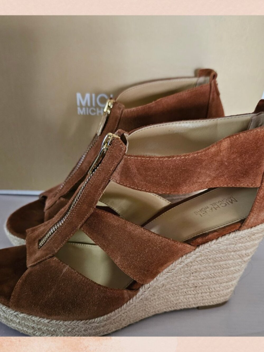 Michael Kors Brown Suede Cage Wedge Espadrille